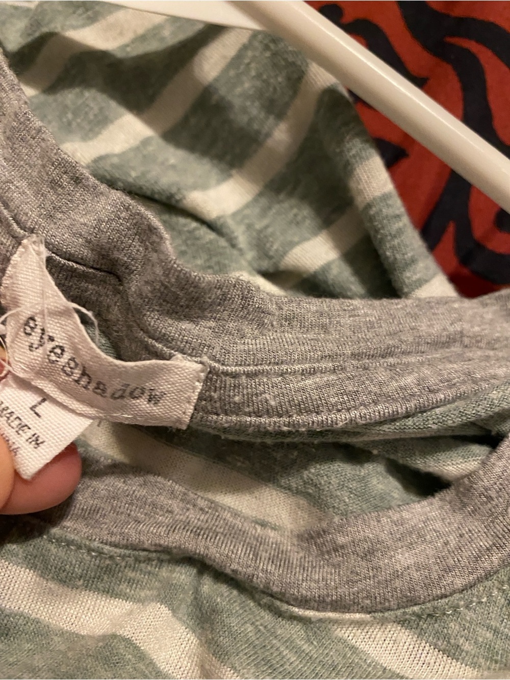Eyeshadow Green and Gray Striped Short Sleeve Tee - Picture 2 of 2